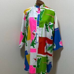 Catherine Ogust for Penthouse  Color Block Geometric Multicolor Tunic Dress Sz L